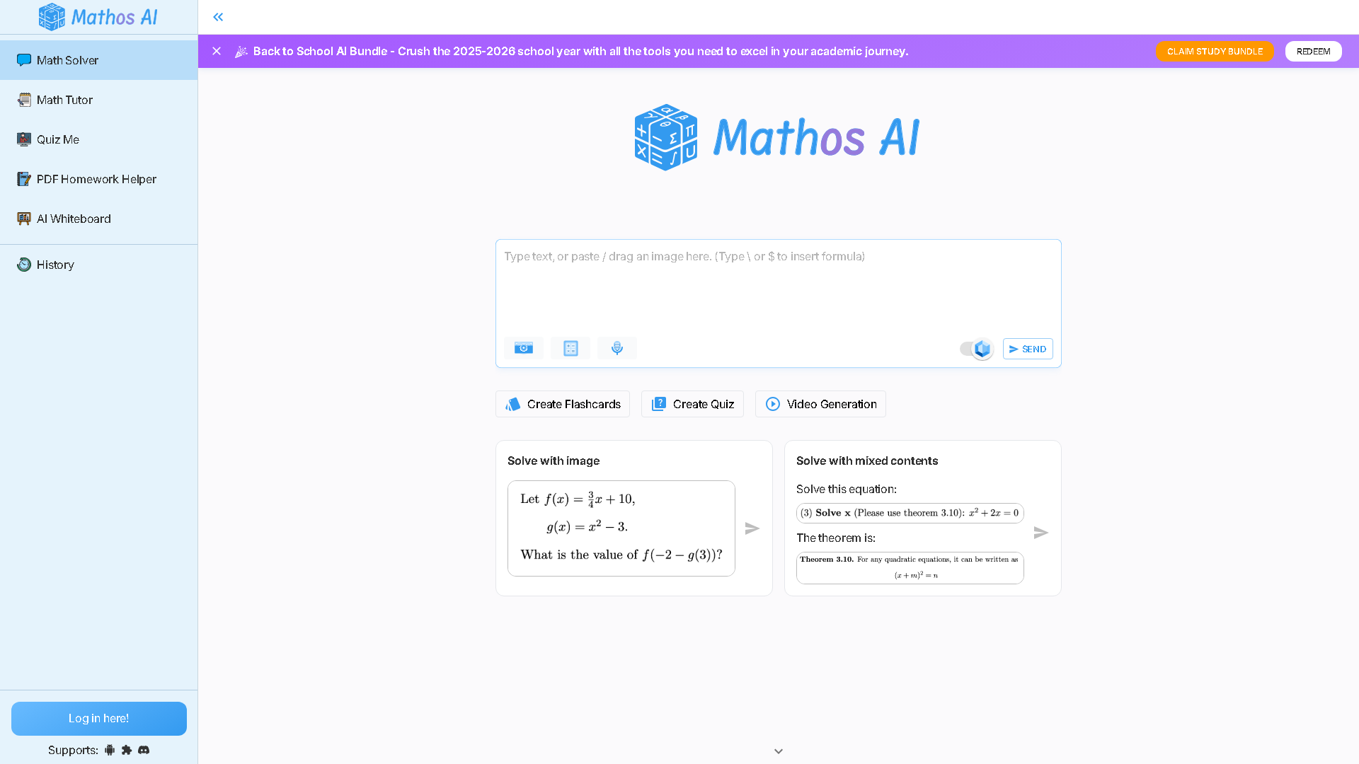 Mathos AI Interface Screenshot - Education & Translation Tool