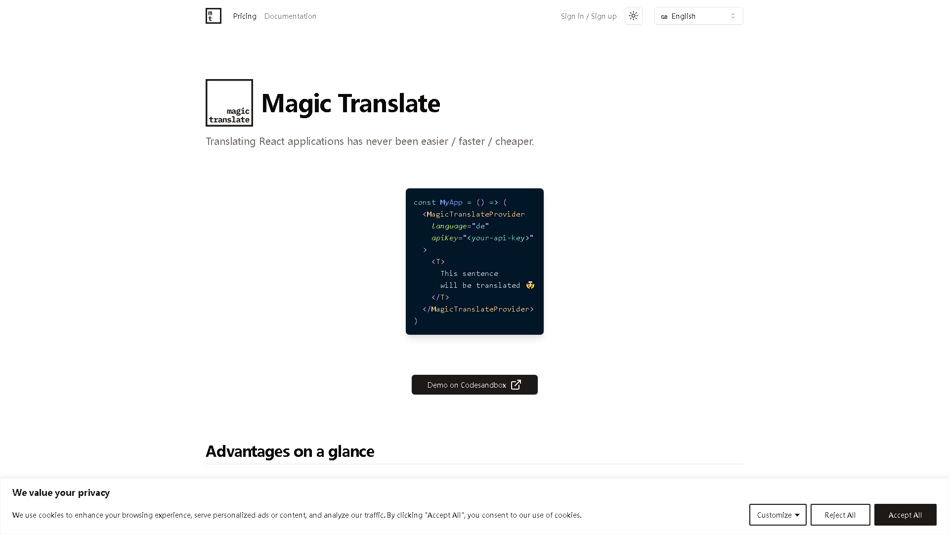 Magic Translate Interface Screenshot - Education & Learning Tool