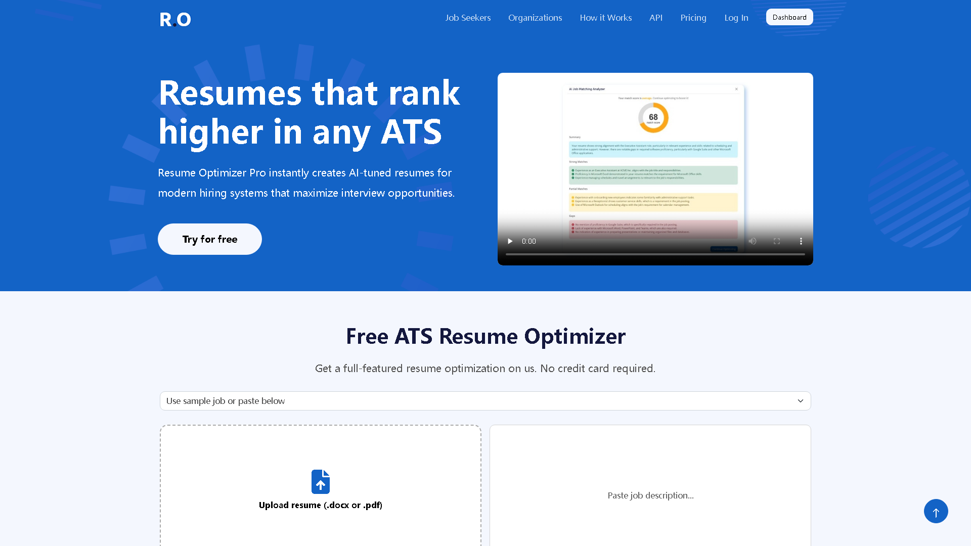 Resume Optimizer Pro Interface Screenshot - Writing & Editing Tool
