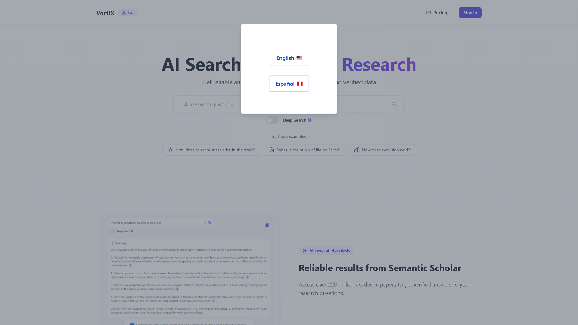 VortiX Interface Screenshot - Education & Translation Tool