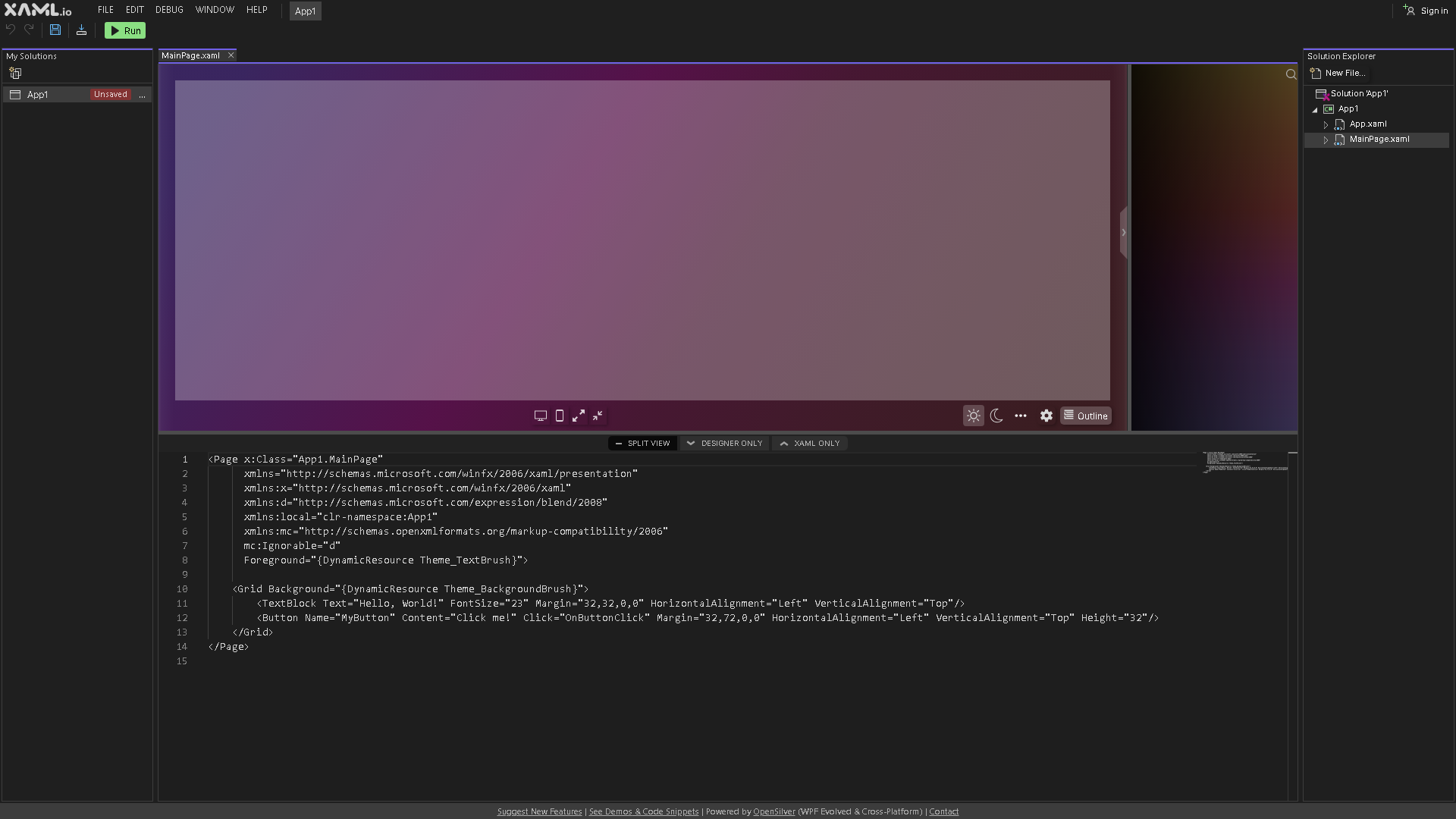 XAML.io Interface Screenshot - Art & Creative Design Tool