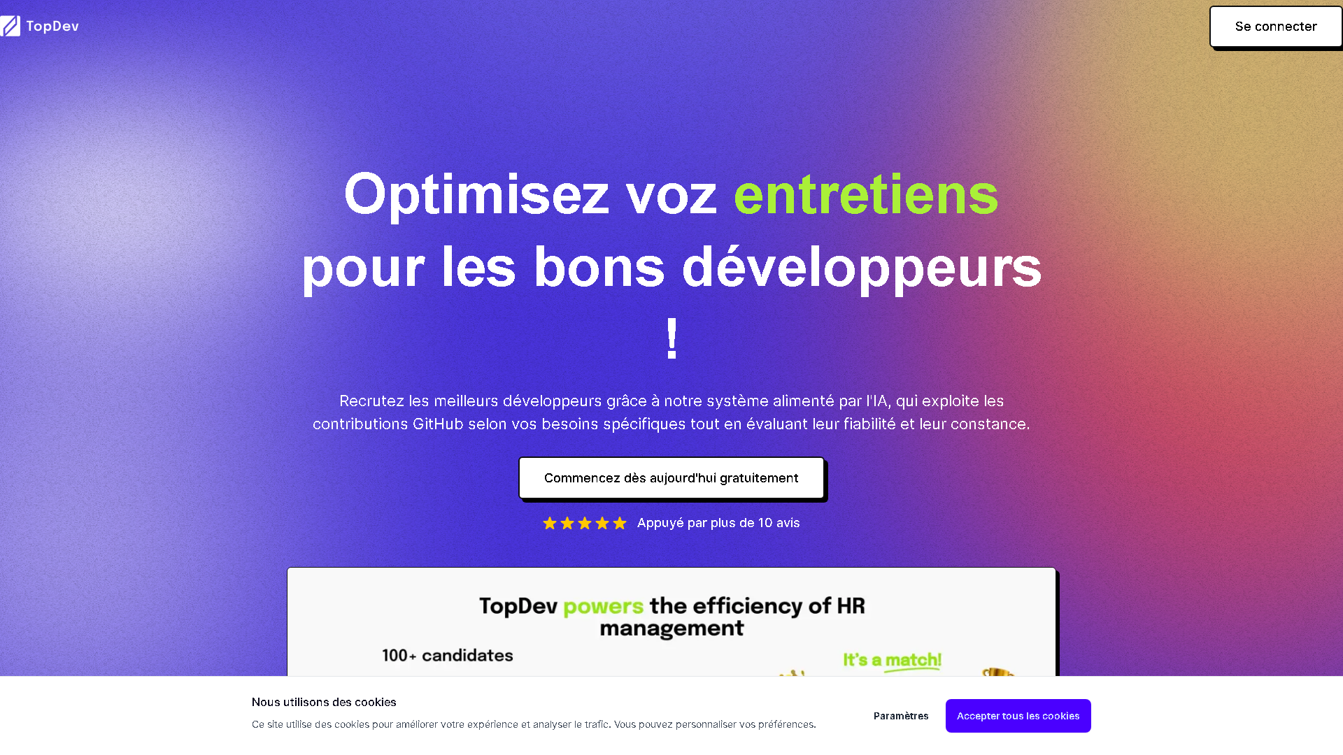 TopDev Interface Screenshot - Development & APIs Tool