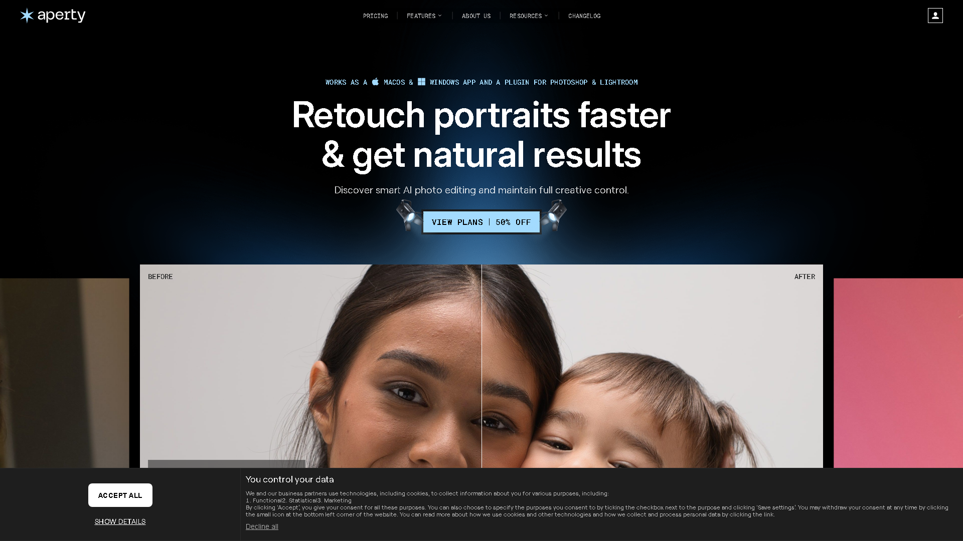 Aperty Interface Screenshot - Image Generation & Editing Tool