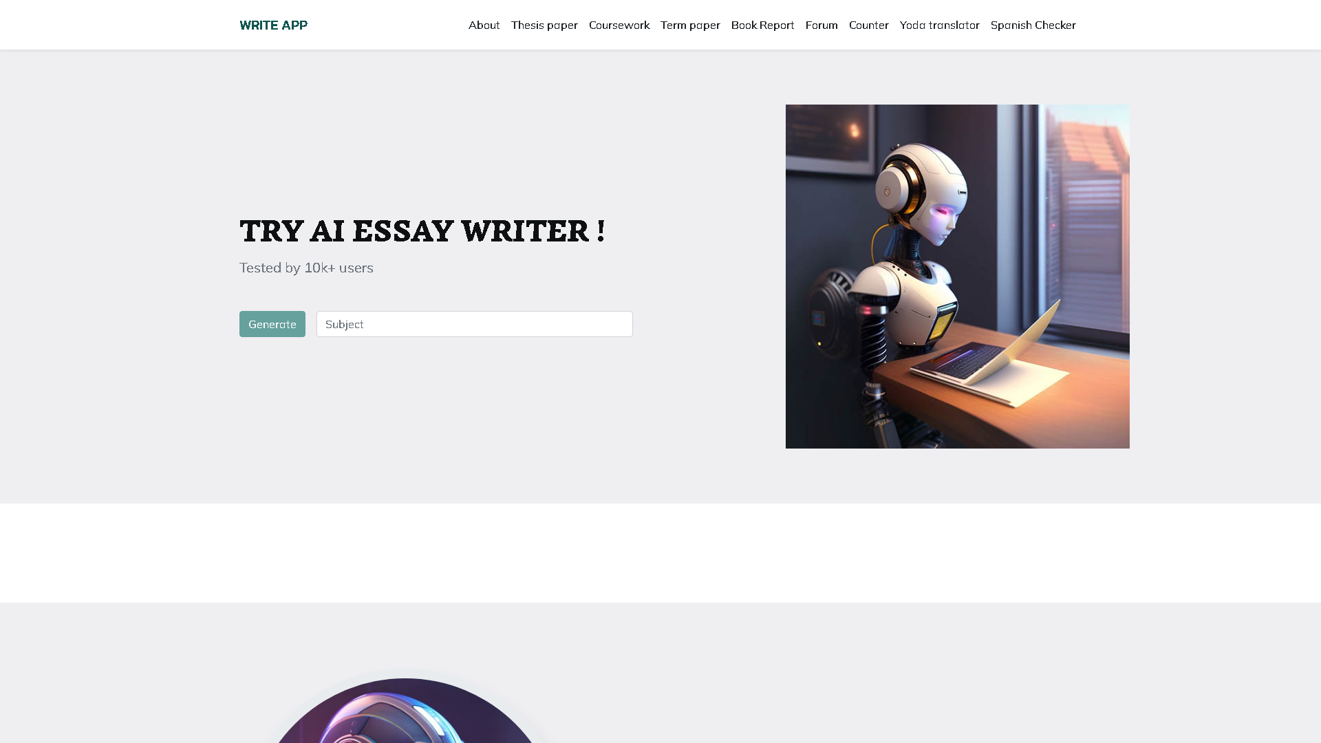 WriteApp Interface Screenshot - Writing & Editing Tool