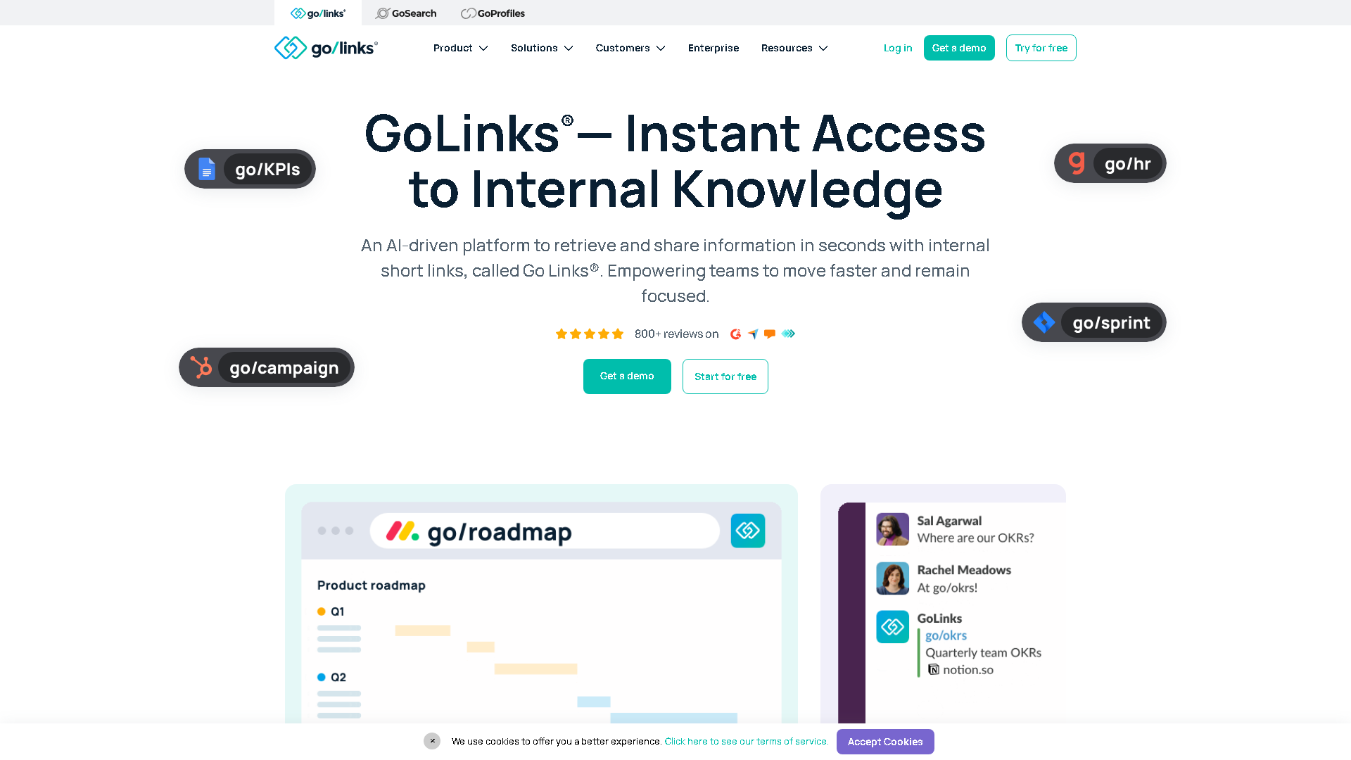 GoLinks Interface Screenshot - Education & Learning Tool