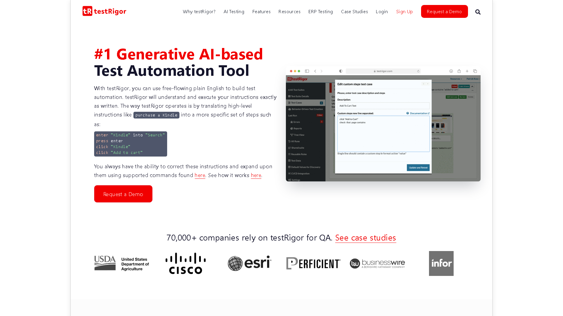 testRigor Interface Screenshot - Writing & Content Tool