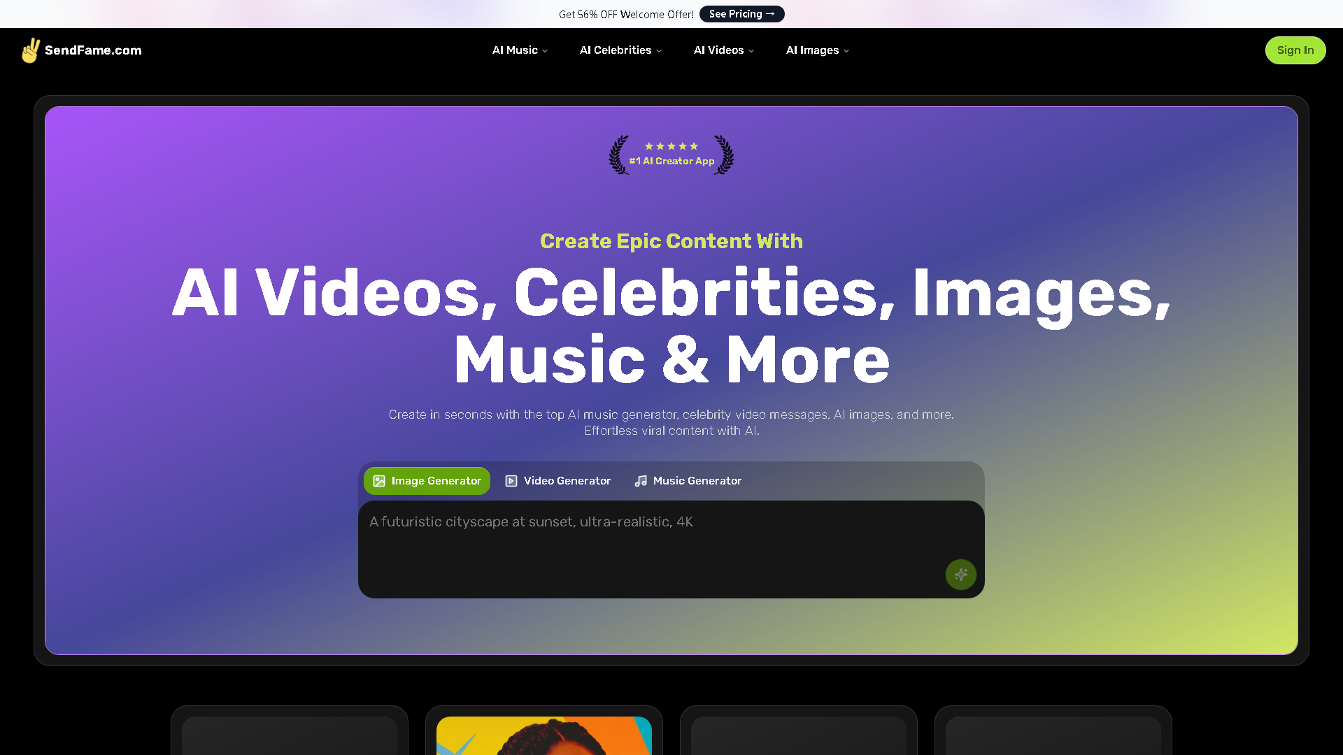 SendFame Interface Screenshot - Writing & Editing Tool