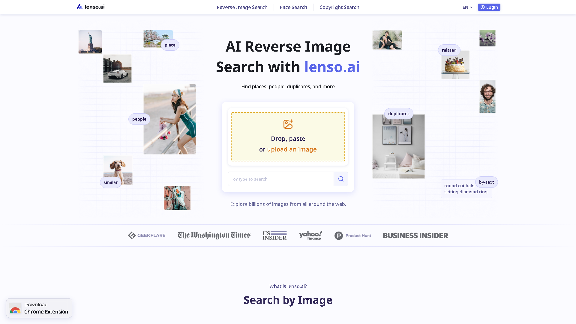 Lenso.ai Interface Screenshot - Image Analysis Tool