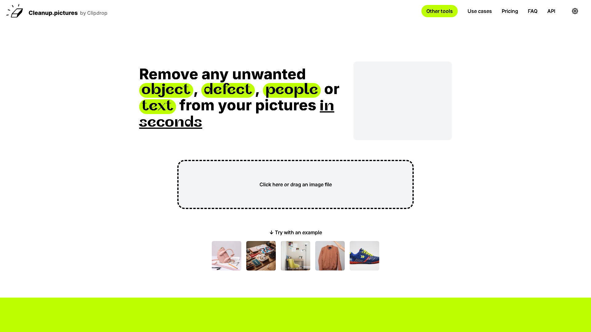 Cleanup.pictures & Clipdrop Interface Screenshot - Image Generation & Editing Tool
