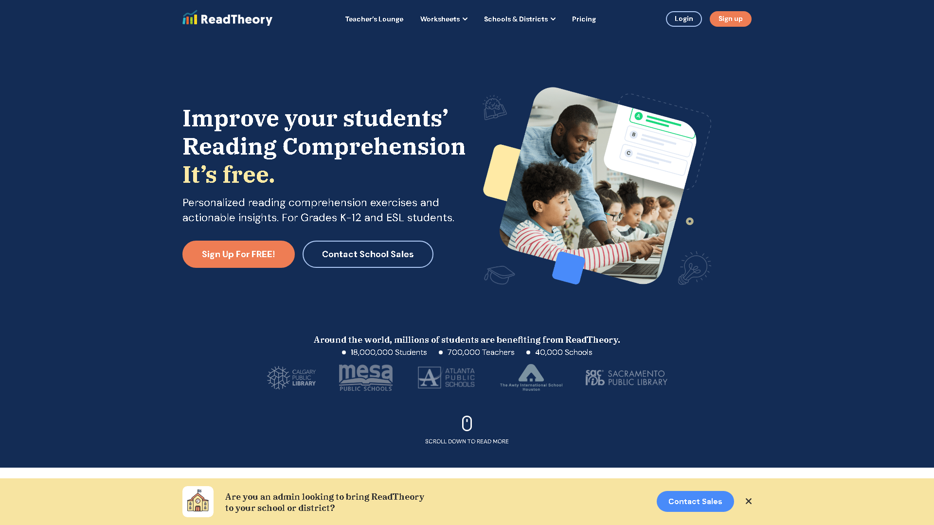 ReadTheory Interface Screenshot - Education & Translation Tool