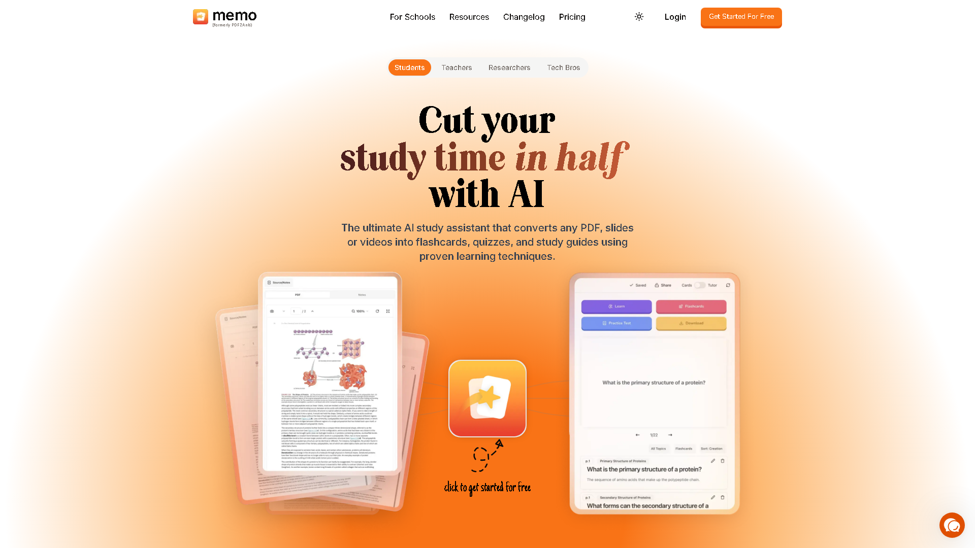 Memo AI Interface Screenshot - Education & Translation Tool