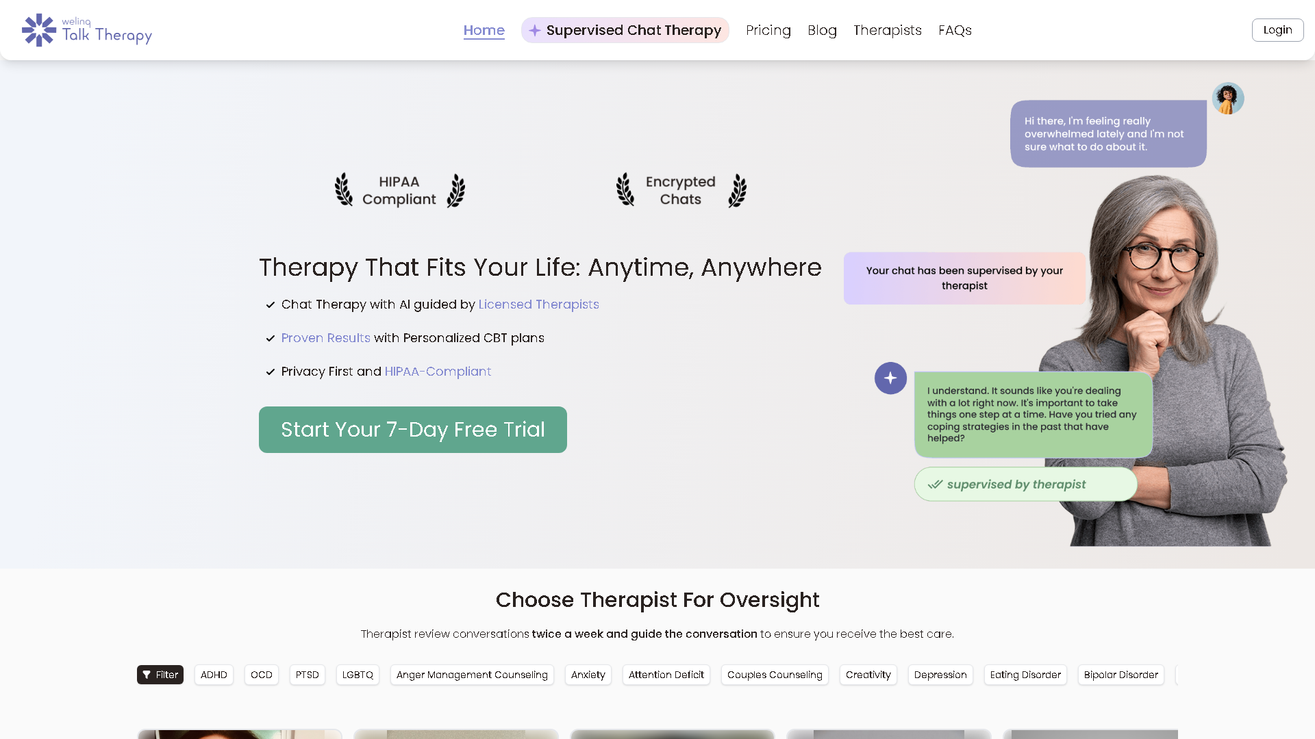 Talk Therapy Interface Screenshot - Writing & Editing Tool