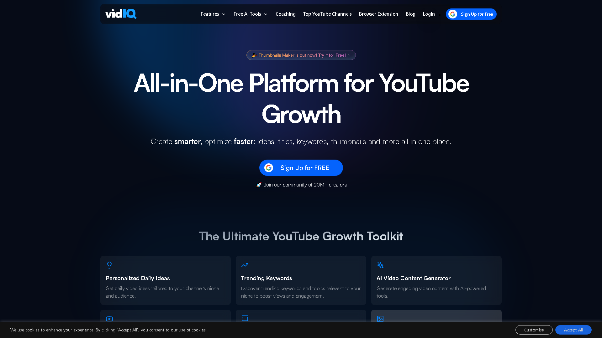 VidIQ Interface Screenshot - Writing & Editing Tool