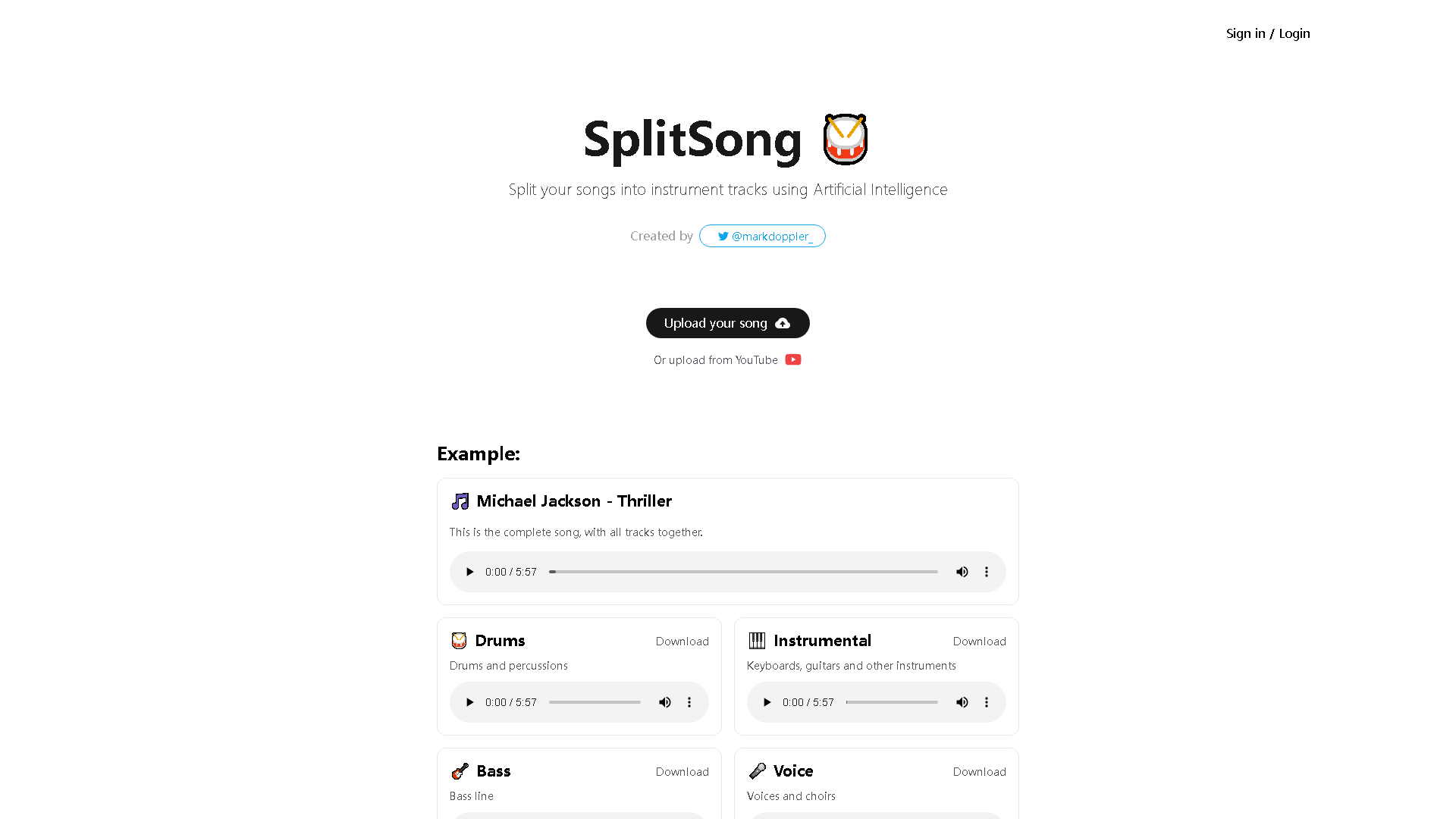 SplitSong Interface Screenshot - Audio & Voice Tool
