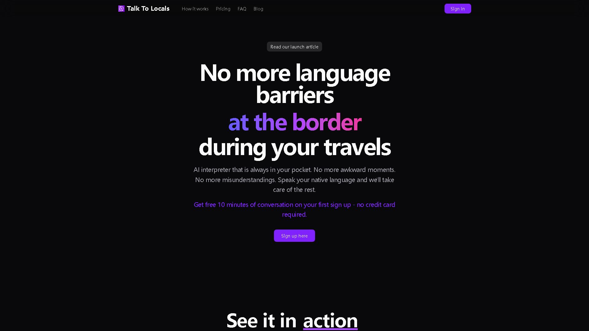 Talk To Locals Interface Screenshot - Education & Learning Tool