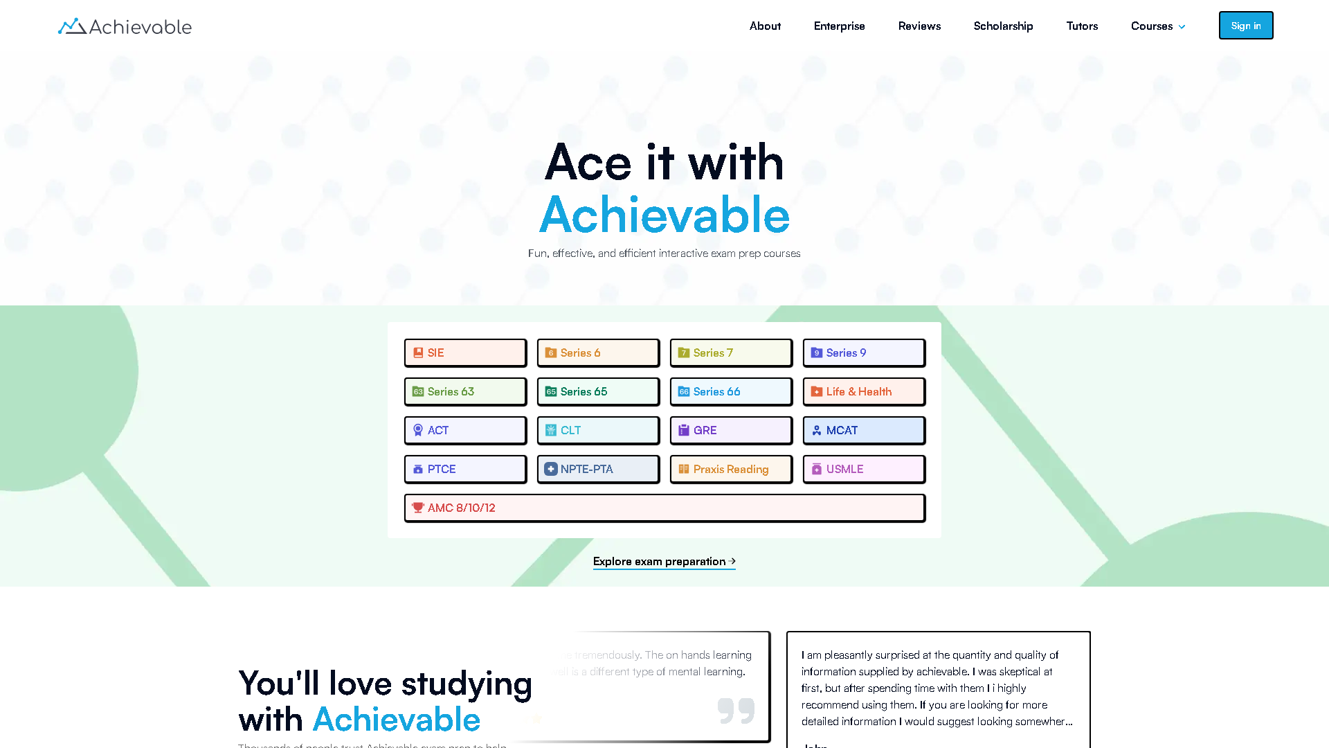 Achievable Interface Screenshot - Education & Learning Tool