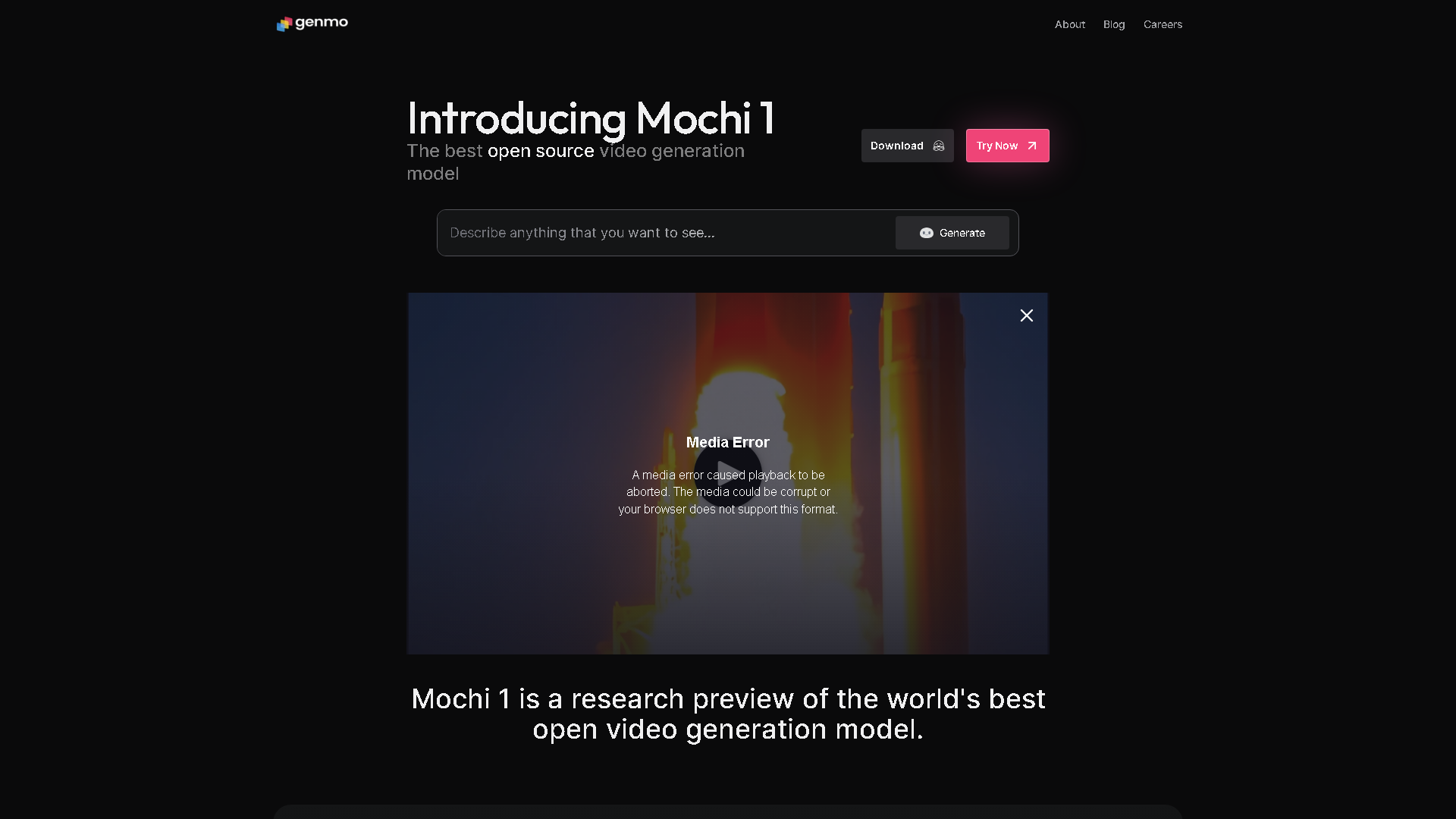 Genmo AI Interface Screenshot - Video & Animation Tool