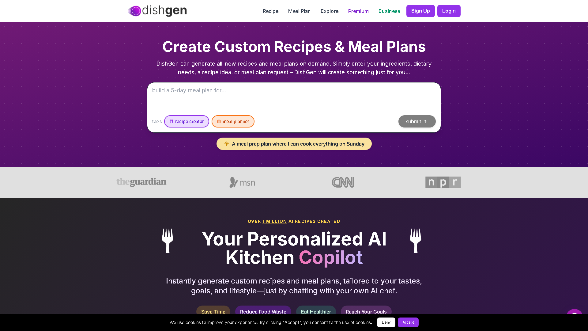 DishGen Interface Screenshot - Daily Life Tool