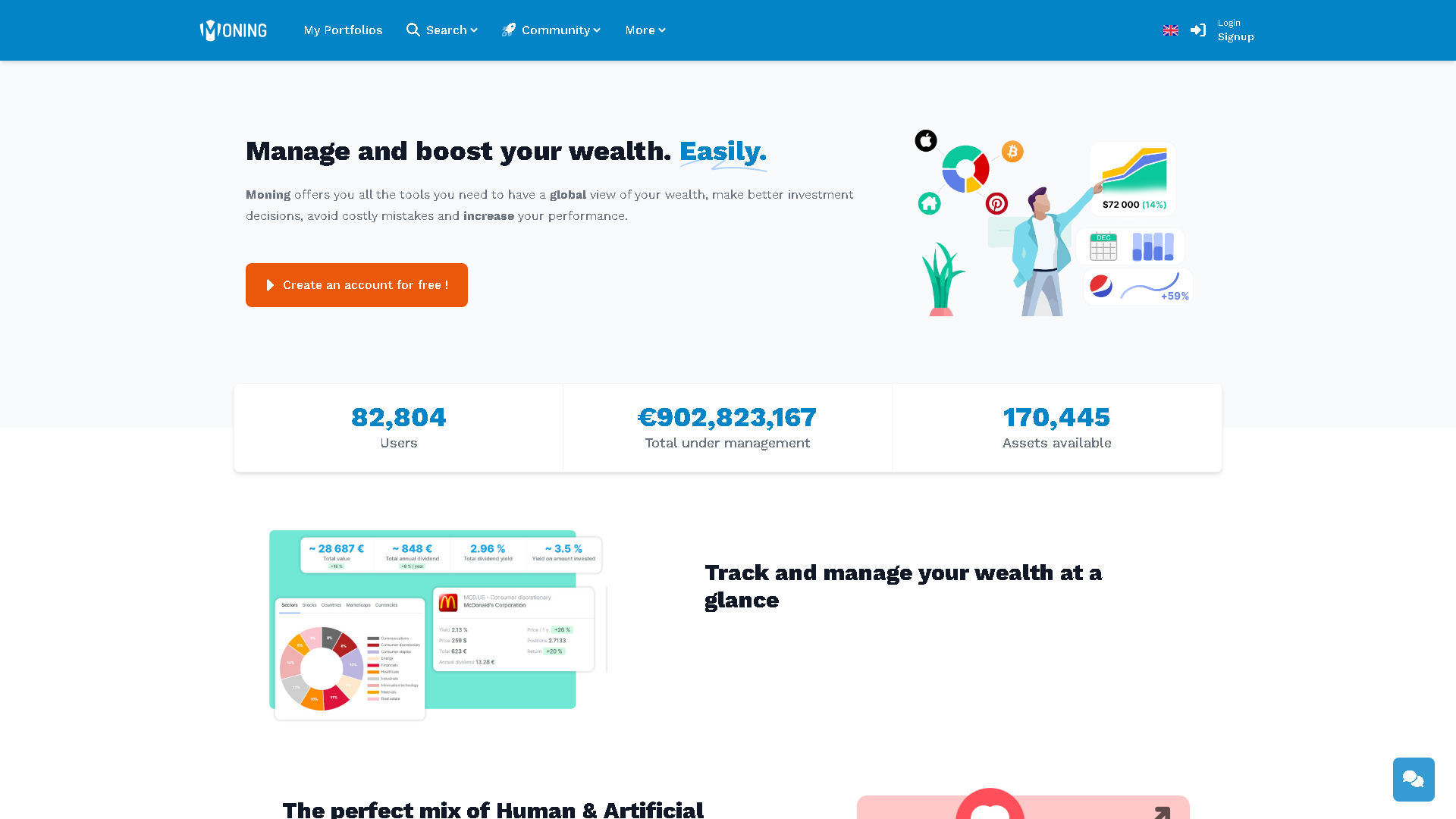 Moning Interface Screenshot - Legal & Finance Tool