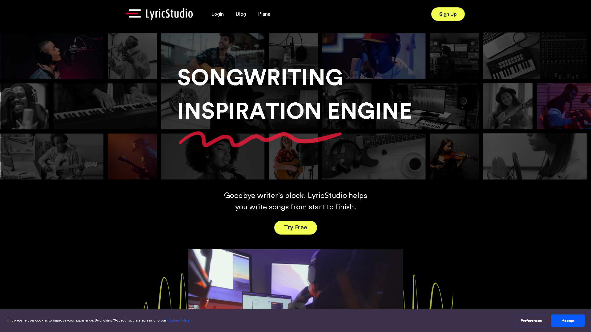 LyricStudio Interface Screenshot - Writing & Editing Tool
