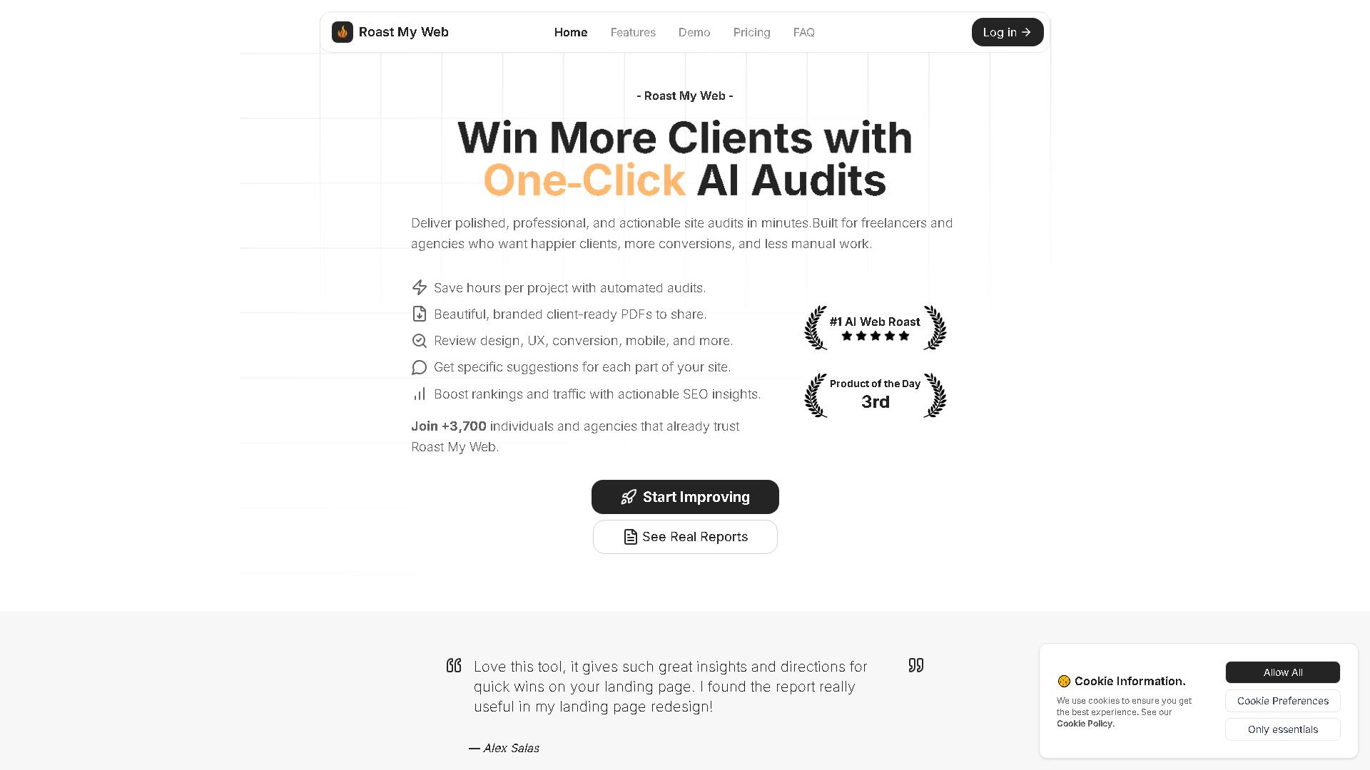 Roast My Web Interface Screenshot - Marketing & Advertising Tool