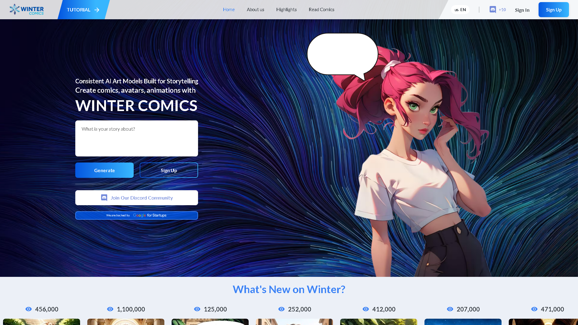 Winter Comics Interface Screenshot - Art & Creative Design Tool