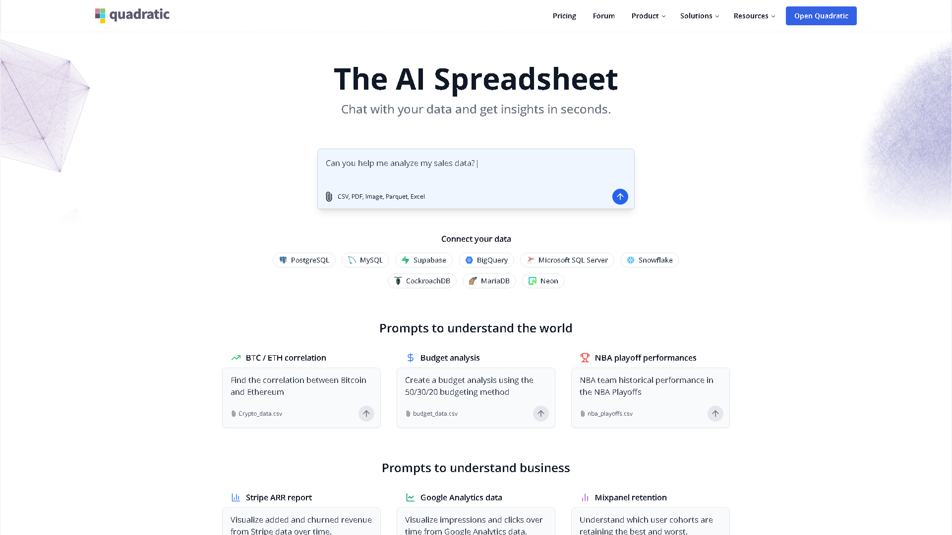 Quadratic Interface Screenshot - Coding & Development Tool