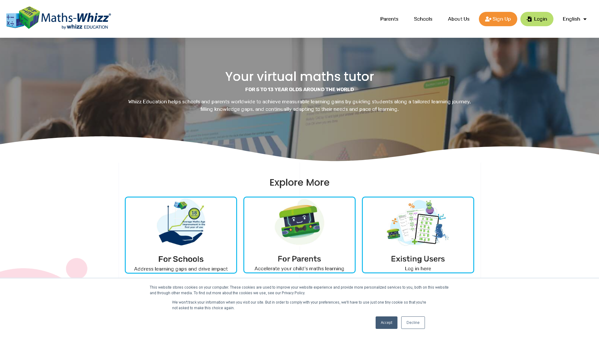 Maths-Whizz Interface Screenshot - Education & Learning Tool