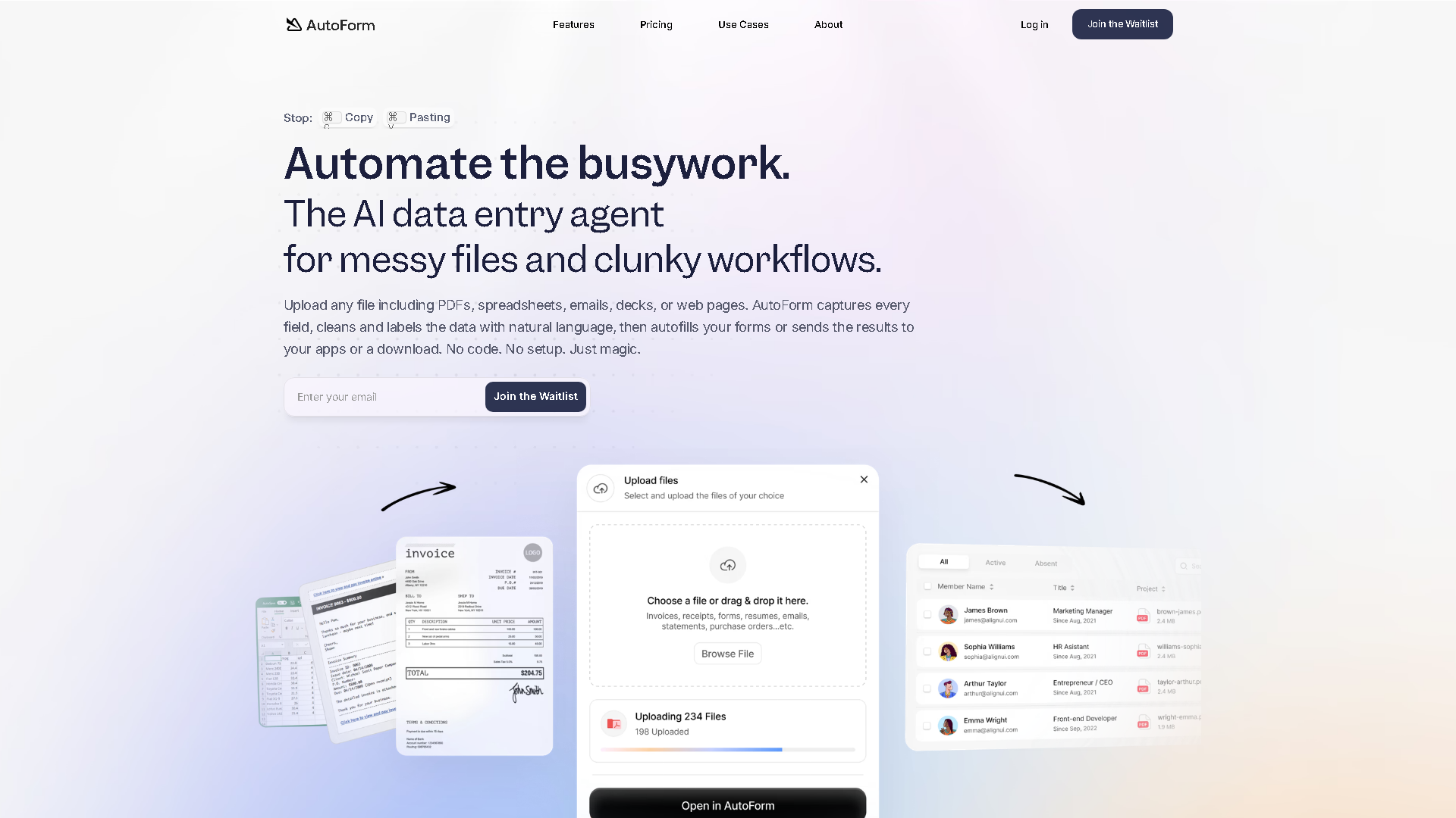 AutoForm Interface Screenshot - Office & Productivity Tool