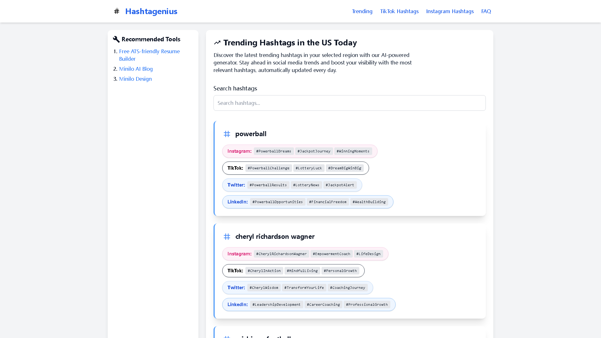 Hashtagenius Interface Screenshot - Social Media Tool