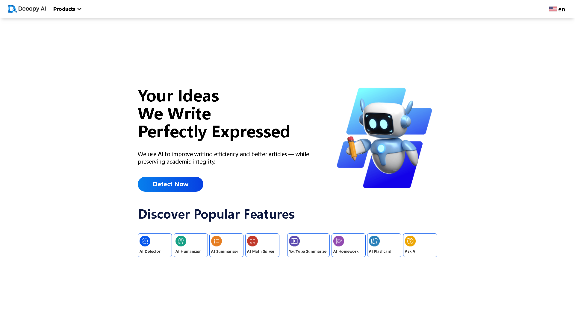 Decopy AI Interface Screenshot - Writing & Editing Tool