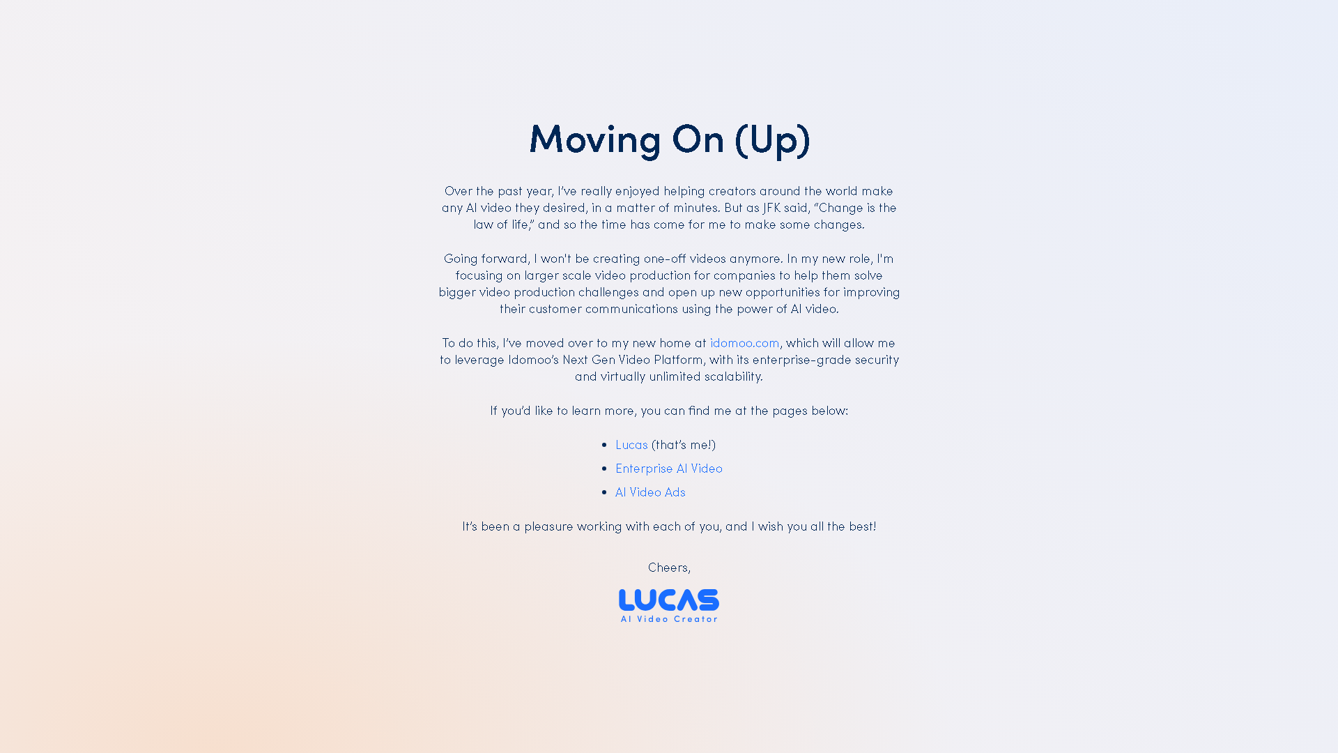 Lucas, AI Video Creator Interface Screenshot - Video & Animation Tool