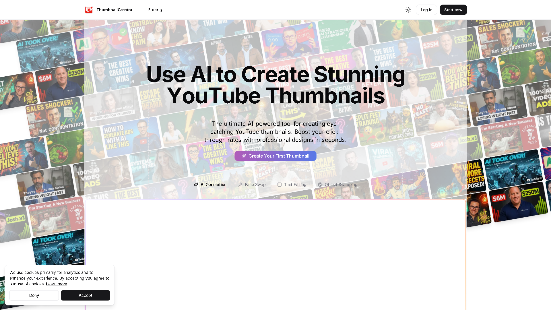 ThumbnailCreator.com Interface Screenshot - Art & Creative Design Tool