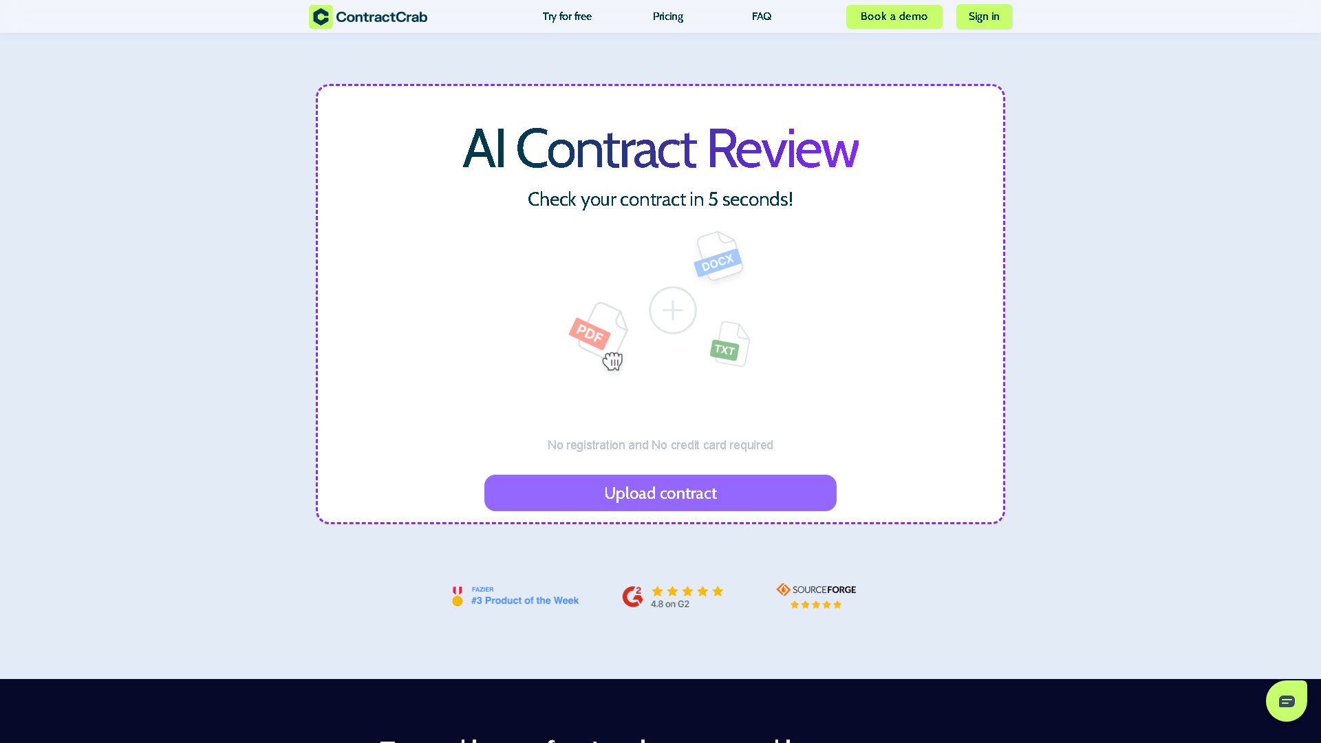 ContractCrab Interface Screenshot - Legal & Finance Tool