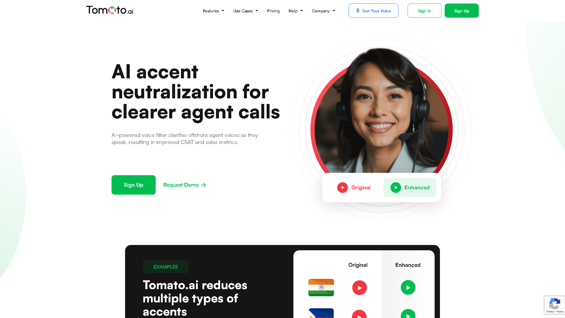 Tomato.ai Interface Screenshot - Audio & Voice Tool