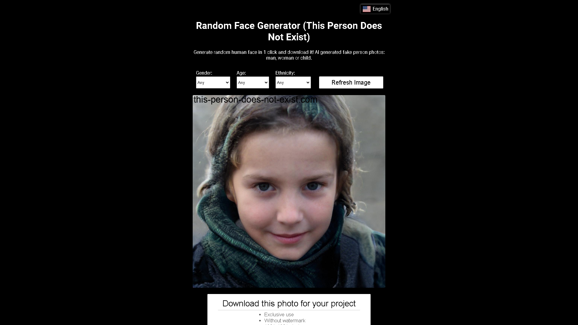 This Person Does Not Exist Interface Screenshot - Image Generation & Editing Tool
