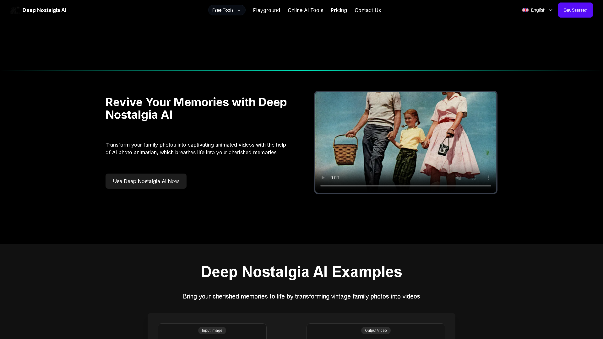 Deep Nostalgia AI Interface Screenshot - Video & Animation Tool