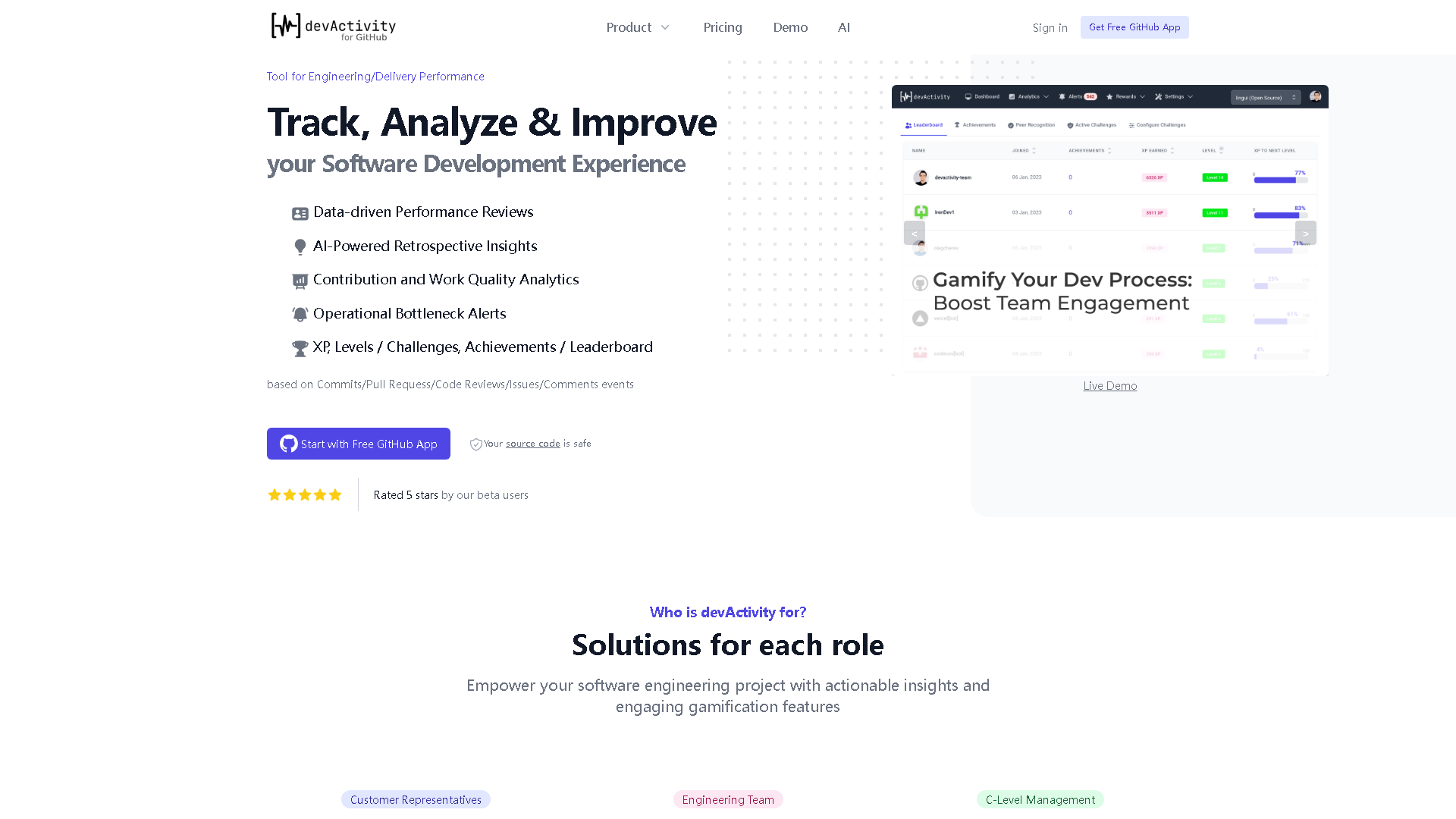devActivity Interface Screenshot - Coding & Development Tool