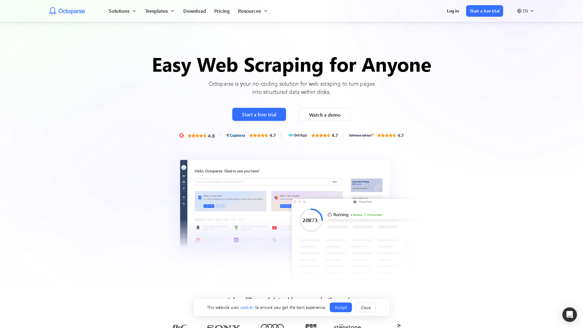 Octoparse Interface Screenshot - Development & APIs Tool