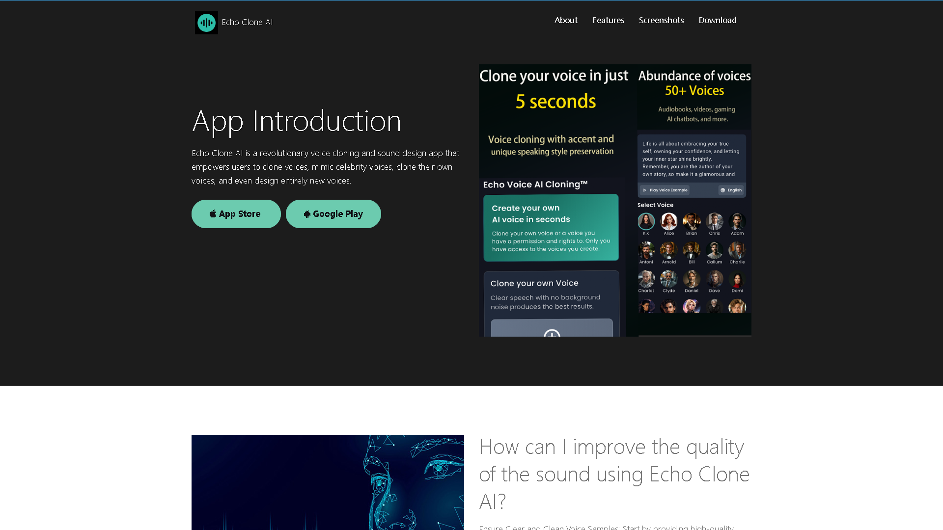 Echo Voice AI Interface Screenshot - Voice Generation & Conversion Tool