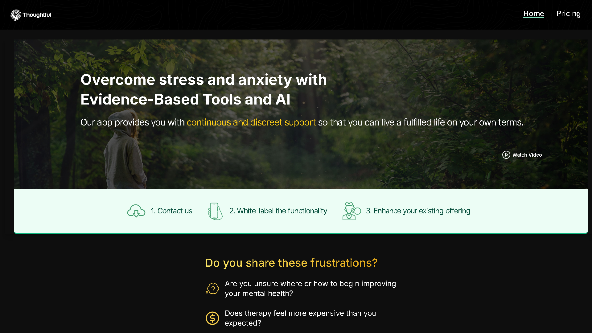 Thoughtful Interface Screenshot - Health & Wellness Tool