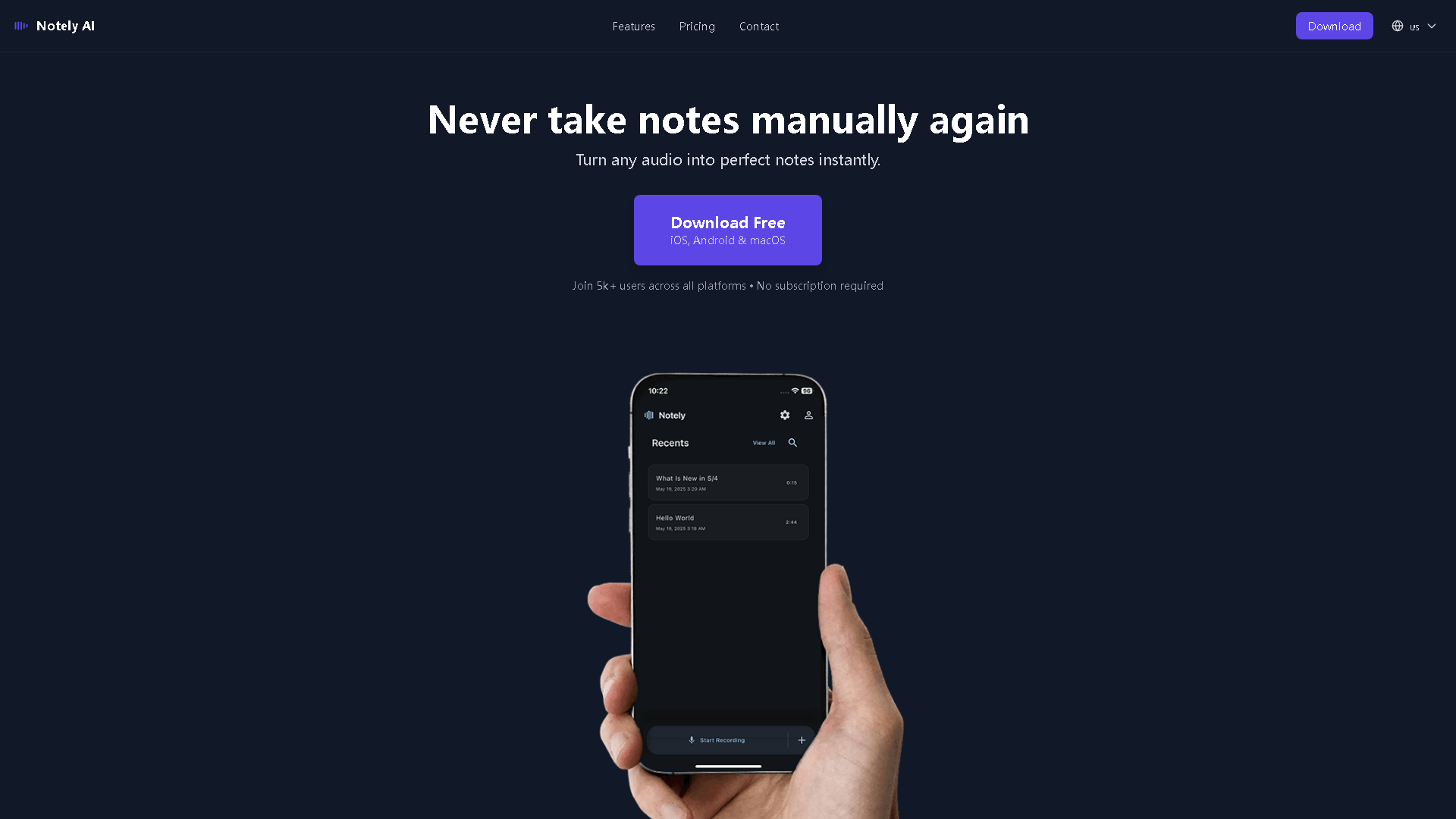 NotelyAi Interface Screenshot - Office & Productivity Tool