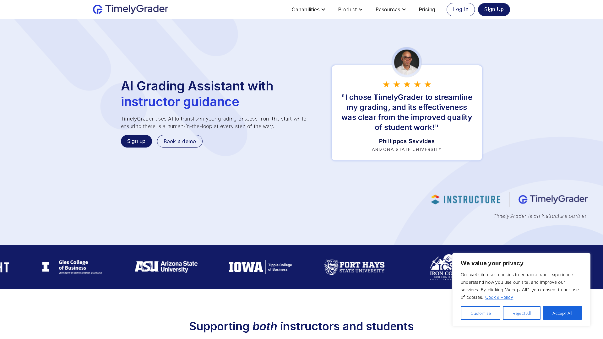 TimelyGrader Interface Screenshot - AI Detection & Anti-Detection Tool