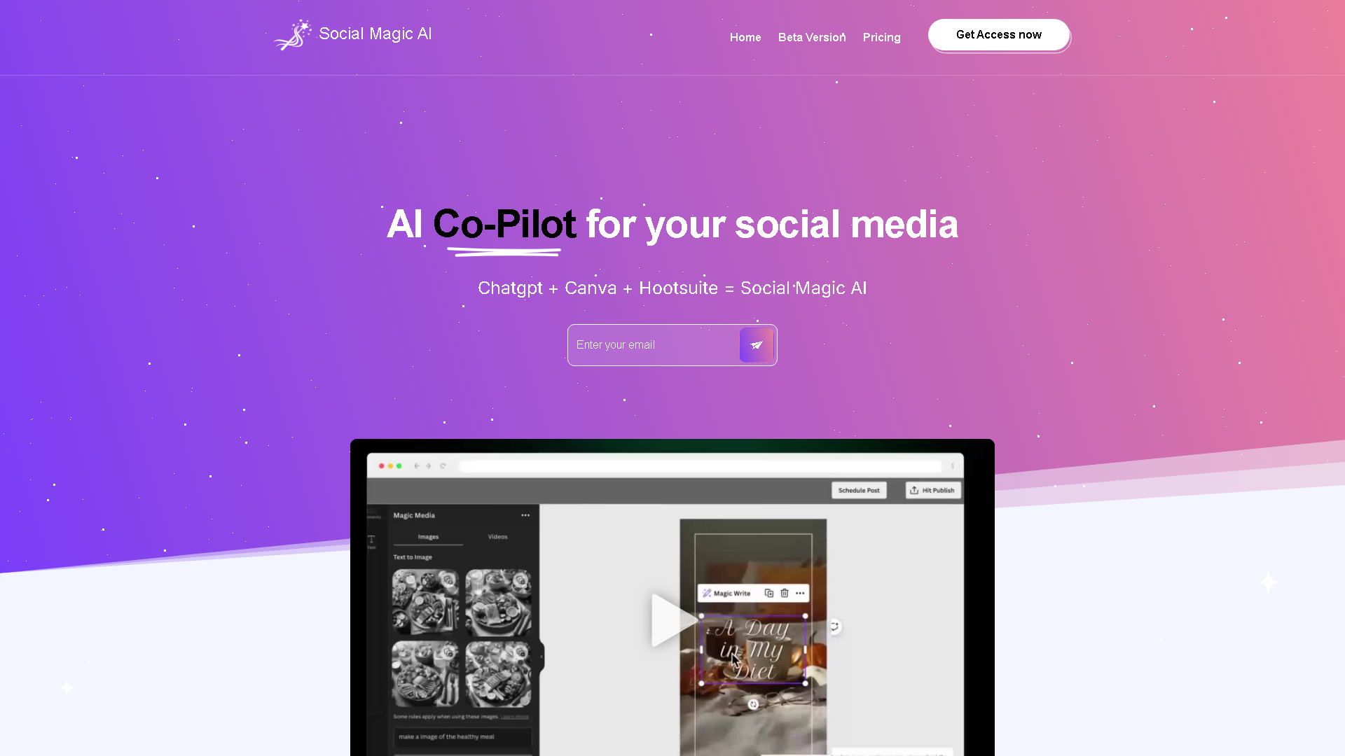 SocialMagic AI Interface Screenshot - Marketing & Advertising Tool