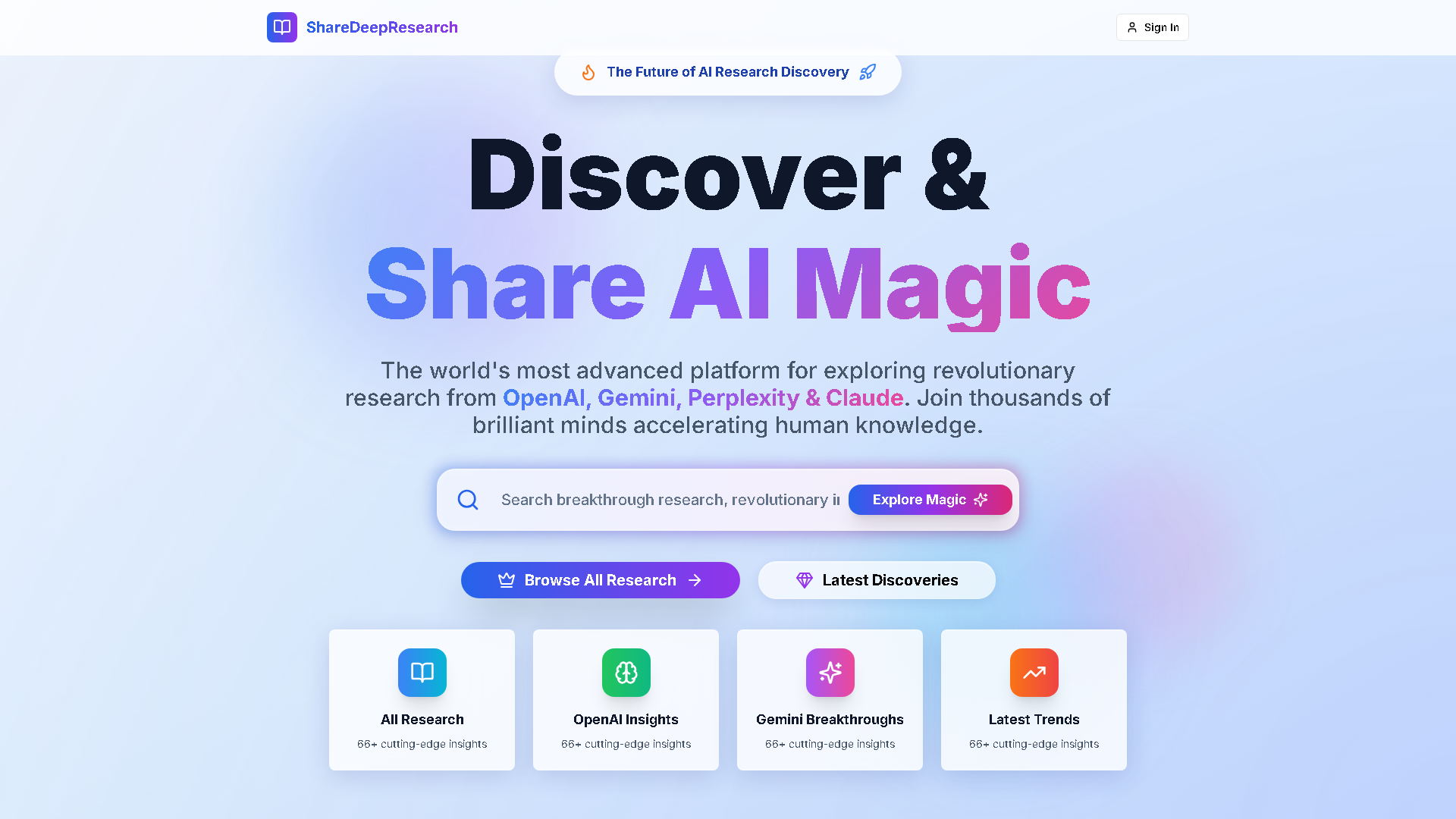 Share Deep Research Interface Screenshot - Research & Data Analysis Tool