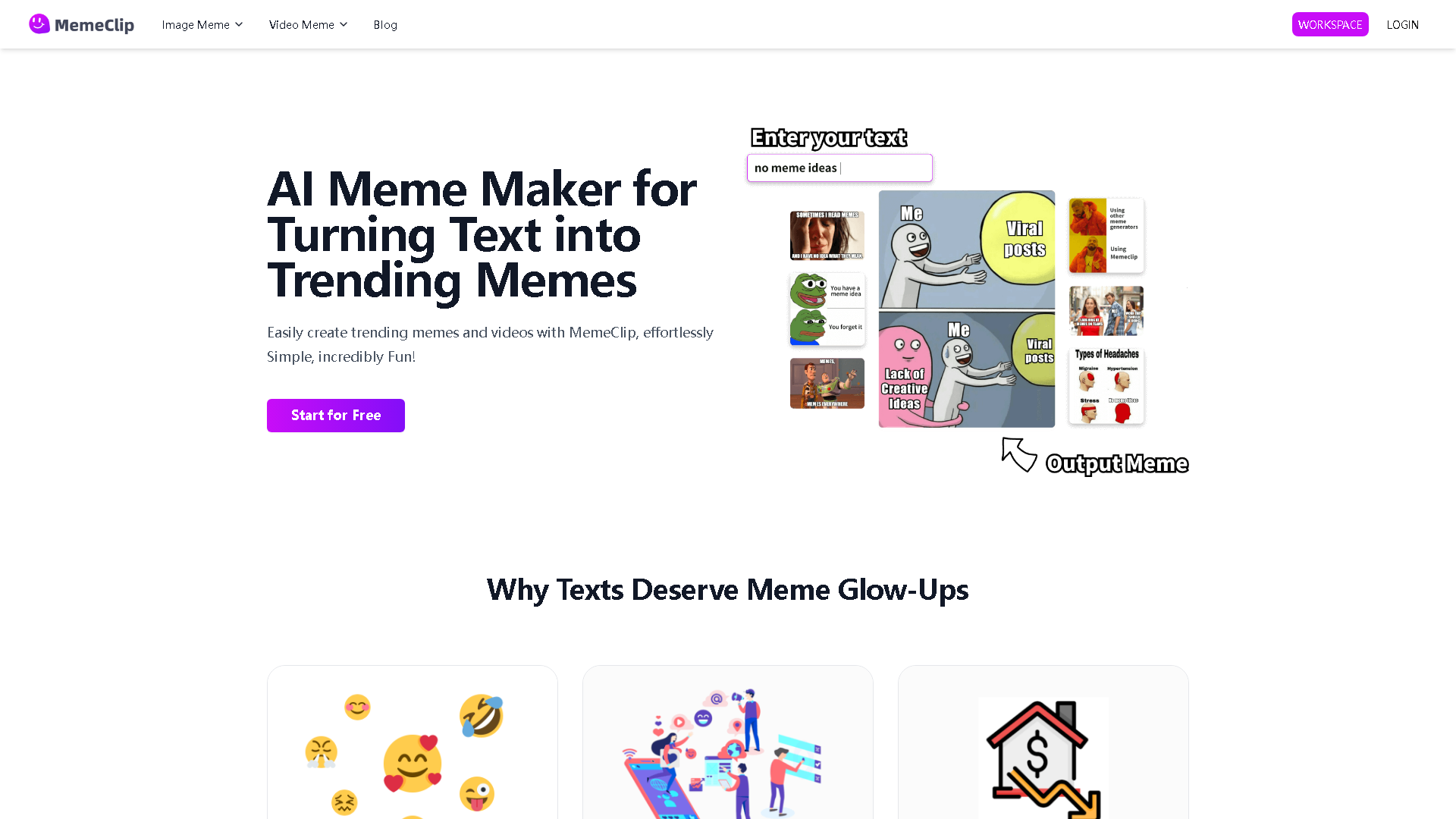MemeClip Interface Screenshot - Writing & Editing Tool
