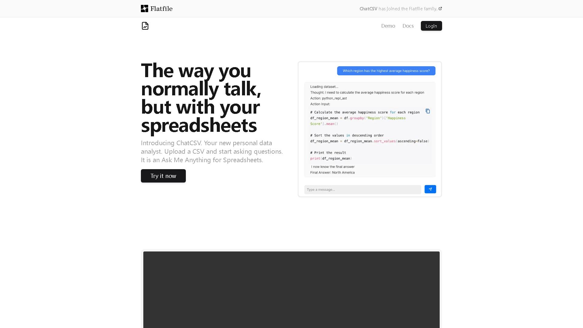 ChatCSV Interface Screenshot - Office & Productivity Tool