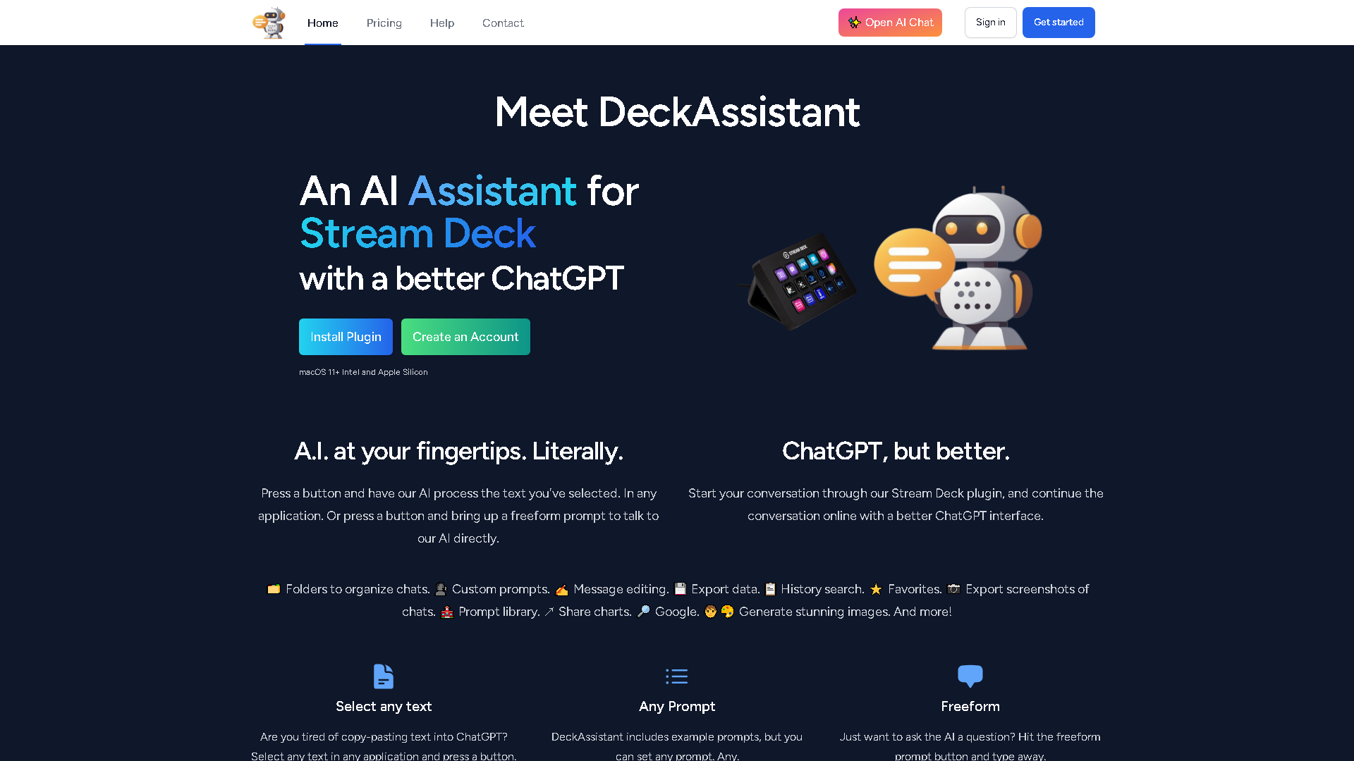DeckAssistant Interface Screenshot - Writing & Editing Tool