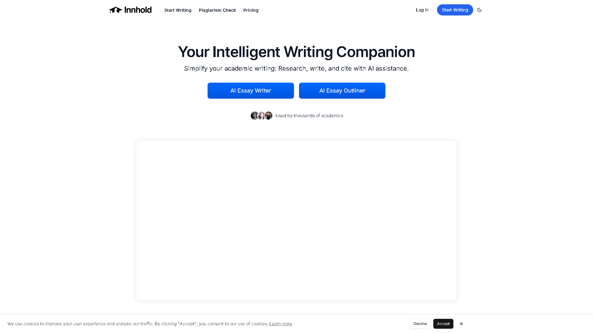 Innhold.AI Interface Screenshot - Writing & Editing Tool