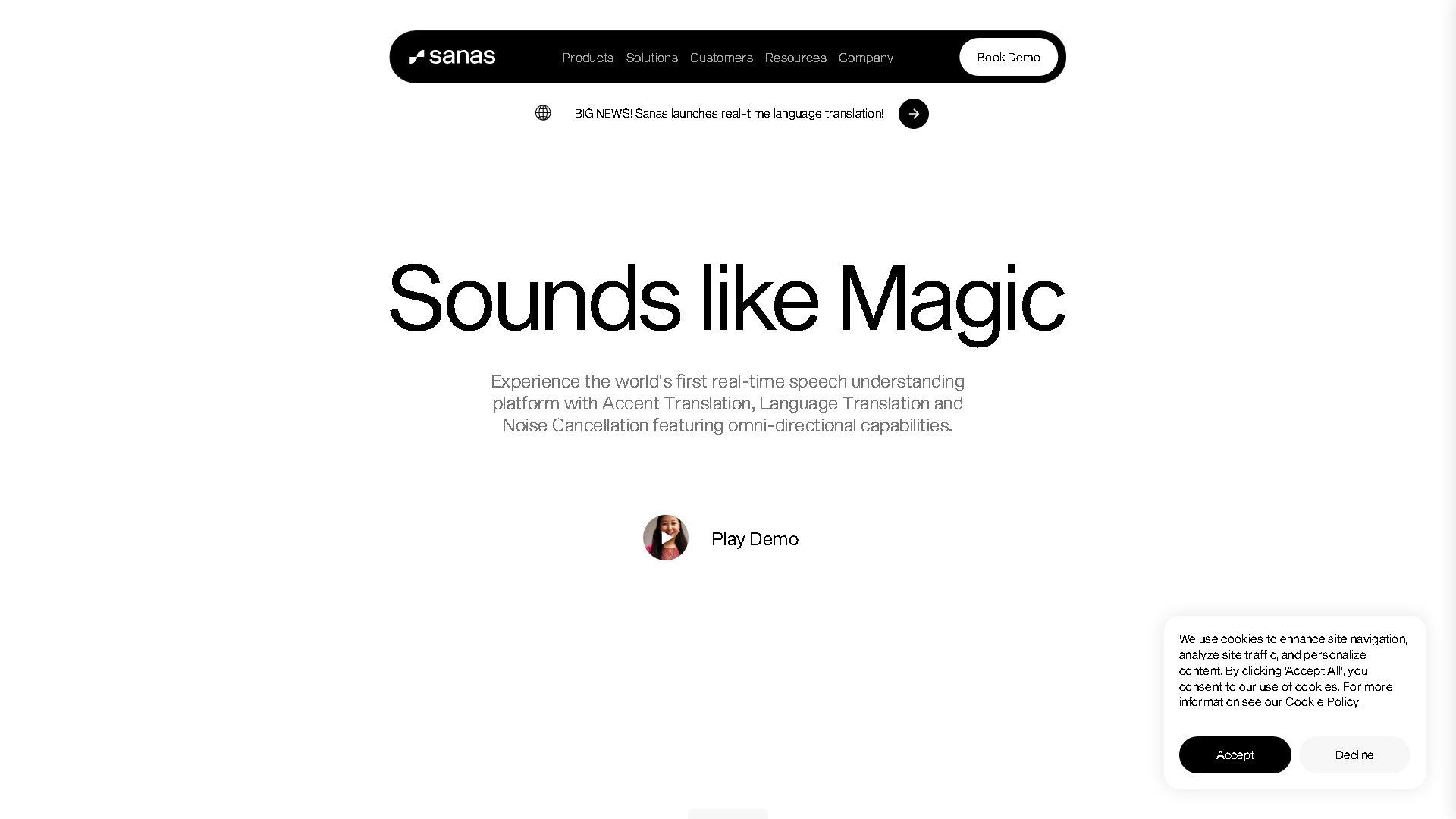 Sanas Interface Screenshot - Audio & Voice Tool